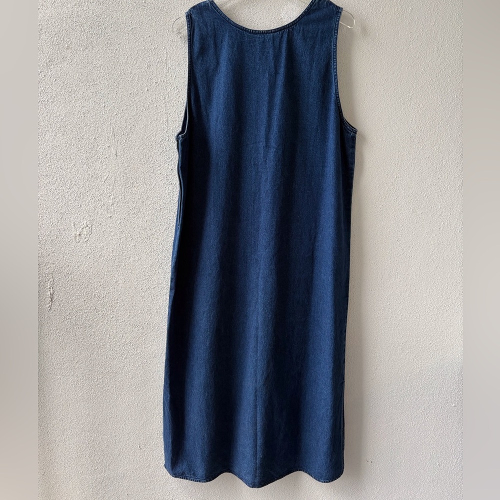 Denim Embroidered Floral Dress Size XL Cotton Sleeveless Western Cowgirl Crochet - Picture 3 of 12
